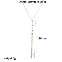 (Gold E) Chain Stainless Fashionable Necklace Geometric Design Zirconia Sparkling Women