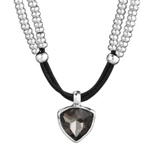 (Silver) Classic Heart Necklace With Geometric Elements For Accessories Gifts Winter