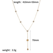 (Gold C) Chain Stainless Fashionable Necklace Geometric Design Zirconia Sparkling Women