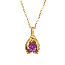 (Style A) Fist Pendant Geometric Necklace With Gold Plated Copper Zircon Fashion Youth For