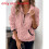 (Pink, XL) Womens Color Solid Loose Knit Pullover With Pockets And Classic Daily For Collar 1
