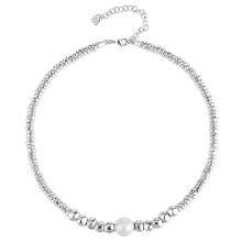 (Silver) Pearl Pendant Silver Necklace With Gold Plating For Womens Wear Casual Stylish