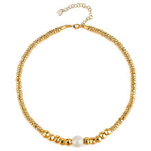 (Gold) Pearl Pendant Silver Necklace With Gold Plating For Womens Wear Casual Stylish