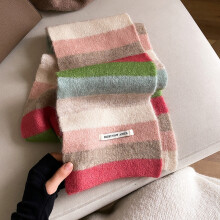 (Beige Pink)Minions Warm Short Knit Scarf With Colorful Design Casual Winter Gifting Style