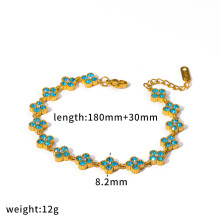 (Style G) Leaf Four Clover Pendant Chain Zirconia Stainless Steel Casual Jewelry Womens