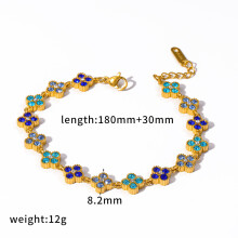 (Style E) Leaf Four Clover Pendant Chain Zirconia Stainless Steel Casual Jewelry Womens