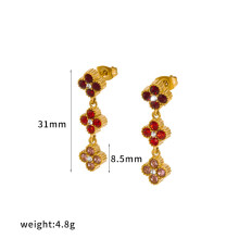 (Style K) Leaf Four Clover Pendant Chain Zirconia Stainless Steel Casual Jewelry Womens