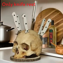 (Brown)Porte-couteaux crâne Halloween avec design ancien pour cuisine déco comptoir
