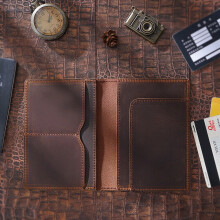 (Brown) Leather Passport Cover Holder Travel Wallet ID Card Document Case Unisex HOT