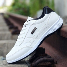 (White, EU42) Artificial Mens Shoes Leather Casual Sneakers Trainers Shoes Fitness Running