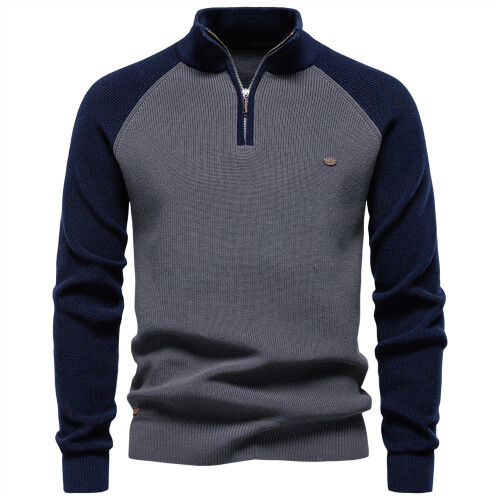 (Gray Black,S)Herren Herbst Langarm Strick mit einfarbigem Design für urbane Freizeitkleidung 2
