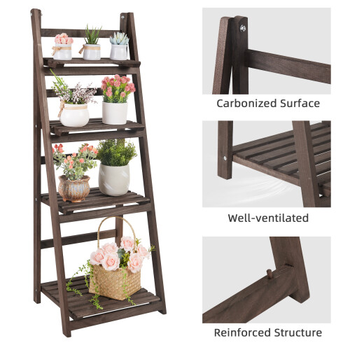 Plants Display Stand Solid Wood Storage Shelf 1