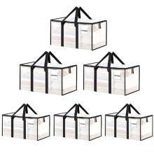 6Pcs Clear Clothes Storage Bags Zipped Organizer Wardrobe Closet Bedding Box
