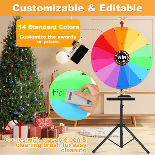 GADFISH Spinning Prize Wheel 24inch Ajustable 3767 Height Spin Doodle Game 1