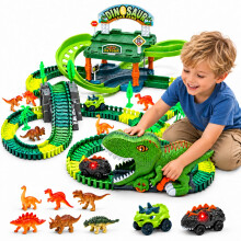 EagleStone 246 PCS Dinosaur Race Track with DoubleLevel Parking Garage