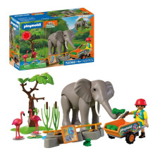 Playmobil Animal and Friends Elephant with Animal Keeper Zoo Toy Set wit