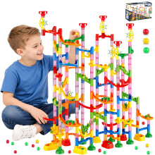 232 PCS Marble Run STEM Building Toy Set with 45 Colourful Plastic Marbles