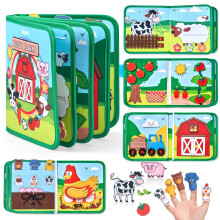 JoyCat Montessori Busy Book for Toddlers 13 Farm Theme 15 Activities