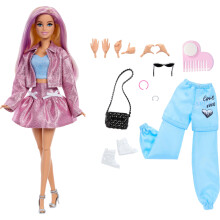 Barbie Deluxe Style Doll in Metallic Pink Barbiecore Skirt and Jacket