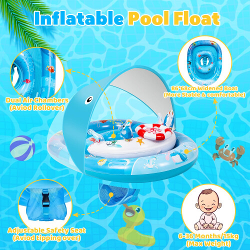 Inflatable Pool Float ACELIFE Swimming Float with Adjustable Safety Seat 2