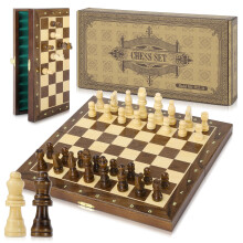 Peradix Chess Set Wooden Magnetic Chess Board 2 Extra Queen 30x30cm Fold