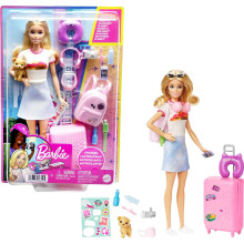 Barbie Doll Accessories Travel Set with Puppy and 10 Pieces