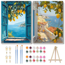 Yveszomi 2 Pack Lemons Paint by Nnumbers for Adults with Frame 8x12in