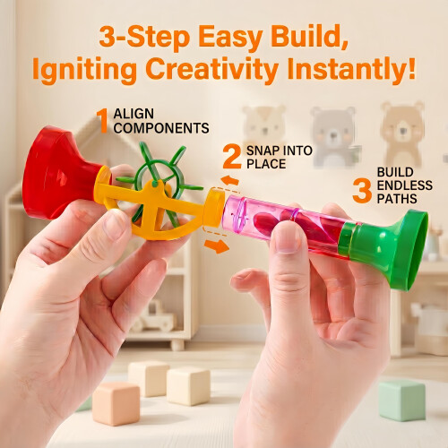 232 PCS Marble Run STEM Building Toy Set with 45 Colourful Plastic Marbles 2