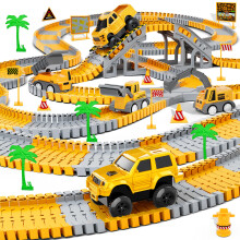 253Pcs Construction Race Track Toy with 5 Trucks Cars for Boys Girls