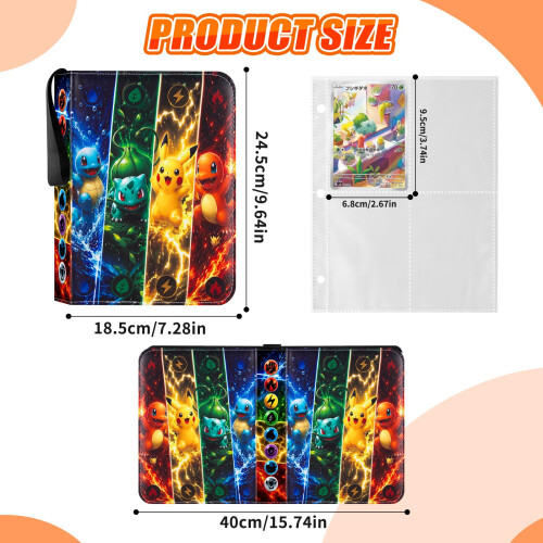 CrinIotyx Trading Card Binder - 400 Card Capacity PU Leather A 1