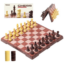 Snocyo Chess Set and Draughts 2 IN 1 Folding Chess Board Set Magnetic Chess