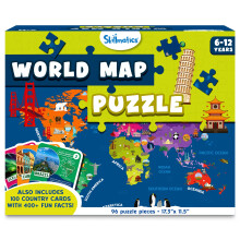 Skillmatics World Map Puzzle – 96 Piece Jigsaw Puzzle Geography for Kids