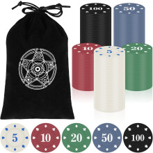 Zocipro 120Pcs Poker Chips Set Plastic Tokens with Denominations