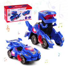 Highttoy Transforming Dinosaur Car Toys for Kids Age 3 with Lights Music