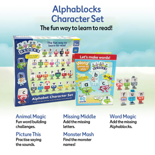 ALPHABLOCKS Character Play Set  Kids Alphabet Plastic Figures Blocks Toy 1