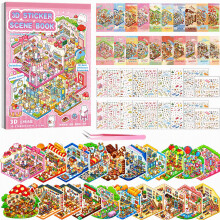 20 Sets Sticker Scene Books 3D House Sticker Therapy Book for Adults Kids