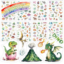 Dinosaur Stickers for Children 8 Pack Holographic Glitter Dino Stickers – R