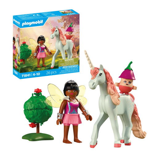PLAYMOBIL Playmobil  Magic Unicorns  Unicornio arcoíris con hada  Con accesorios inte