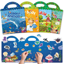 GUYUCOM 4 Pack Reusable Sticker Books Toddlers Upgraded Jelly Texture Trave