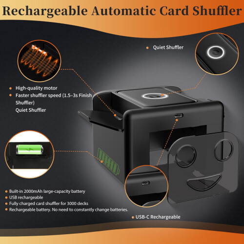 M5Automatic Card Shuffler Rechargeable 2 Decks 2000 mAh Built in Battery US 1