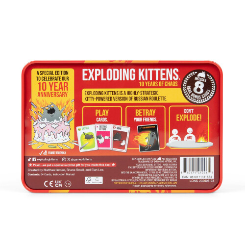 Exploding Kittens Exploding Kittens 10th Anniversary Tin 25 Players Ages 7 1