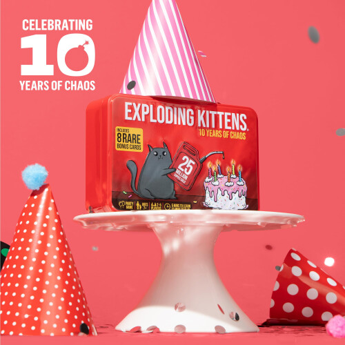 Exploding Kittens Exploding Kittens 10th Anniversary Tin 25 Players Ages 7 2