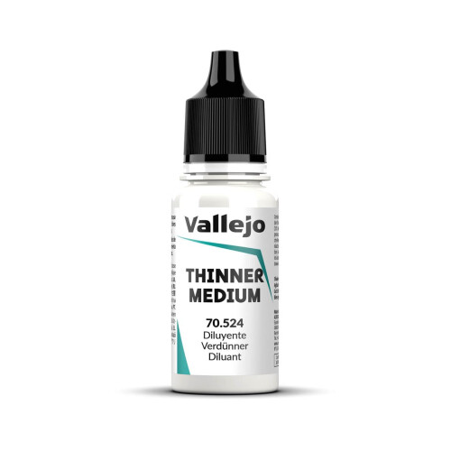 Vallejo Thinner Medium Colorless Diluent for Acrylic Paints 18 ml Bottle Id