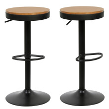 Set of 2 Swivel Bar Stools Industrial Style Bar Chairs Black