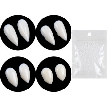 VEYLIN 4 Pair Vampire Teeth Fangs with Solid Adhesive for Halloween Costume Props Party Favors (13mm 15mm 17mm 19mm)
