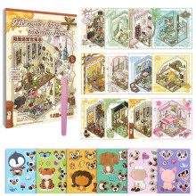 12 Sets DIY Miniature Scene Sticker Book  6 Animal Stickers