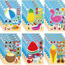 12 pcs Colorful Summer DIY Make a Face StickersMake Your Own Personalized C