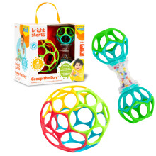 Bright Starts EasyGrasp Oball Bundle Gift Set Grasp The Day Ball and Rattl