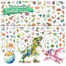 Dinosaur Glitter Stickers for Children 8 PCS Cute Dino Stickers