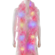 Larryhot Pink Light Up Feather Boa 75g 2 Yards Turkey Boa Feathers for Par